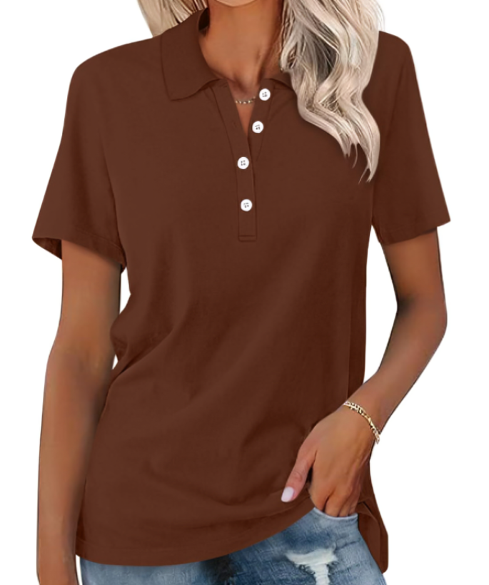 W&W Mode | Nachhaltiges Poloshirt Damen Polo Shirt Mit Kragen Und Knopfverschluss