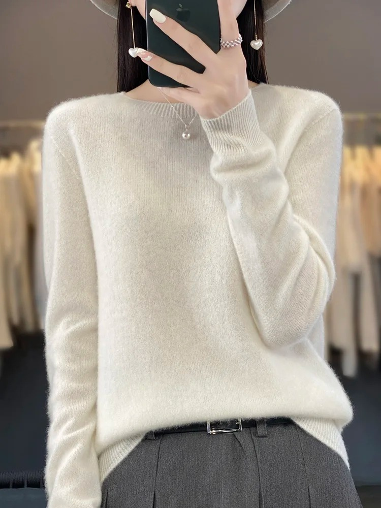 WW | Kaschmir Pullover Damen Runder Ausschnitt Weicher Und Eleganter Strickpullover