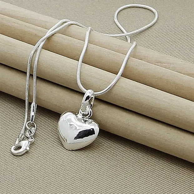 WW | Sterling Silber Massiv Herz Kette Schlangenkette Für Damen
