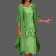 WW | Damen Stilvolles Kleid mit Cardigan Midi