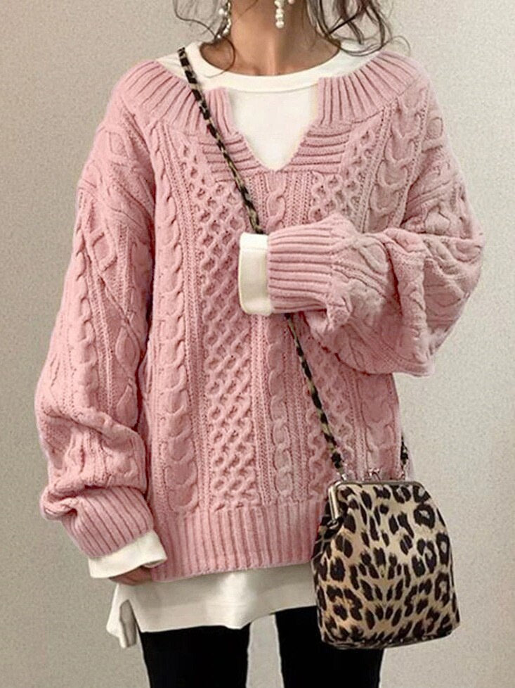 W&W Mode Luxe Sweater | Bequemer warmer Oversized-Zopfpullover aus weichem Material