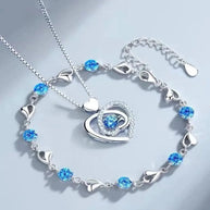 WW | 925 Sterling Silber Herzförmige Halskette Armband Satz Für Damen