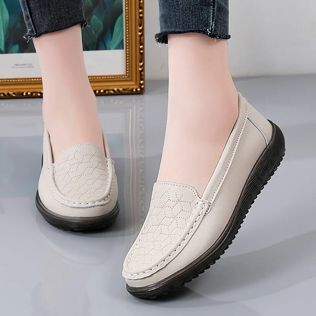 WW – Damen-Loafer aus Leder mit Reliefmuster