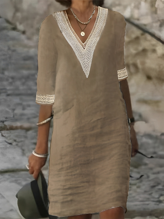 W&W Mode | Chic Baumwoll-Leinen-Kleid für Frauen