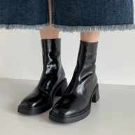 WW | Stilvolle Leder Ankle Boots mit Blockabsatz für Damen Damen Ankle Boots
