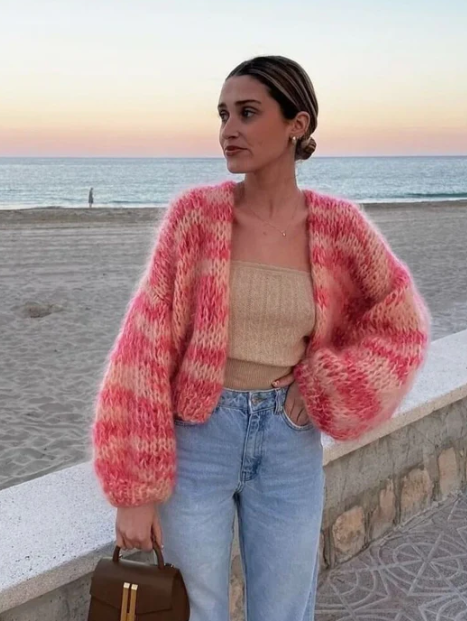 Gestreifte offene jacke