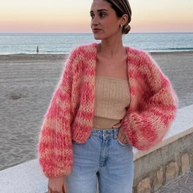 Gestreifte offene Strickjacke