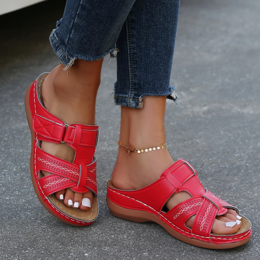 W&W Mode | orthopädische Ledersandalen für Frauen mit offener Zehenpartie