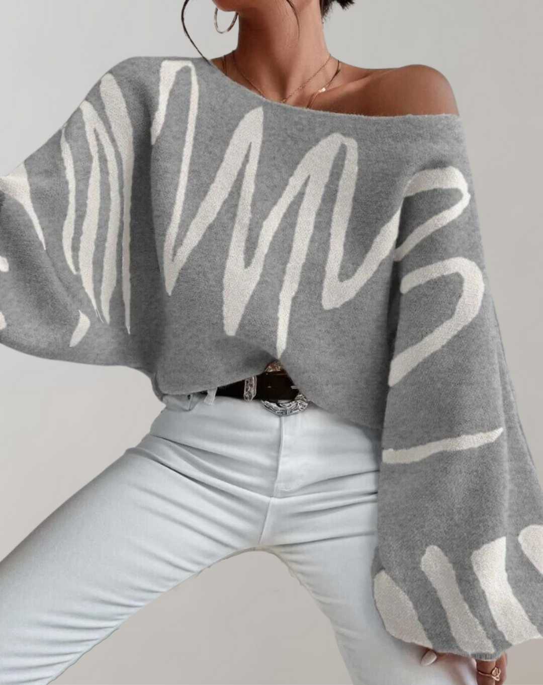 W&W Mode - Print Laternenärmel Off-Shoulder