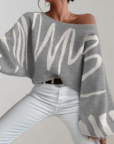W&W Mode - Print Laternenärmel Off-Shoulder