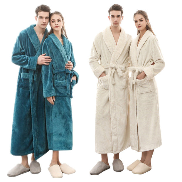 WW | Eleganter Coral Fleece Flanell-Bademantel für Paare