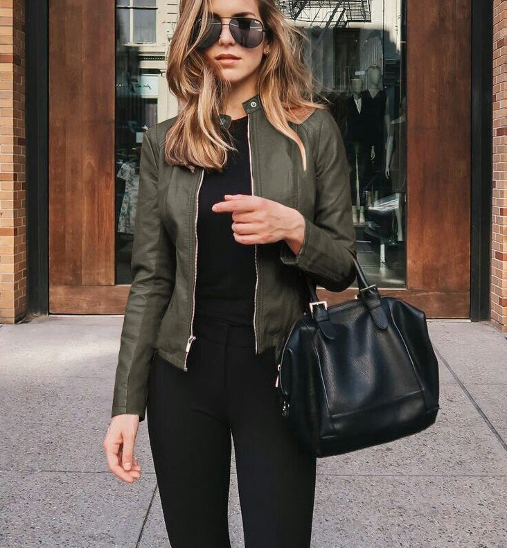 W&W Mode Lederjacke | Elegante Jacke in Lederoptik für Damen
