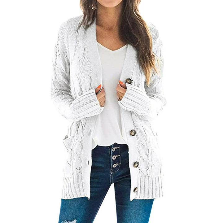 W&W Mode | Stylische Lange Strickjacke Für Damen Mit Knopfleiste