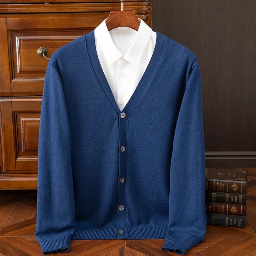 WW | Herren Strickjacke Mit Knöpfen, Leichtes Material, V-ausschnitt, Klassischer Stil