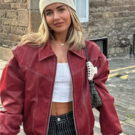 WW | Übergroße Lederjacke für Damen