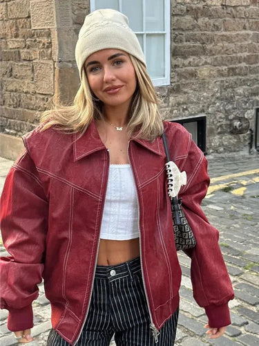 WW | Übergroße Lederjacke für Damen