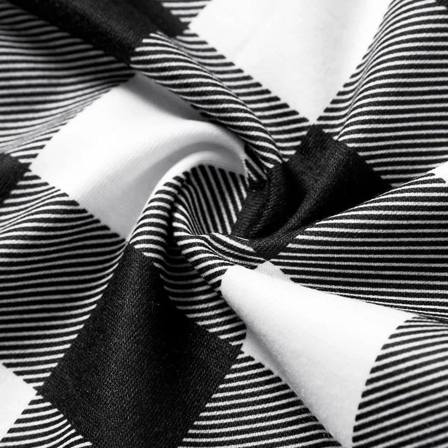 WW | Paar Schwarz-weiß Kariert Pyjamas 