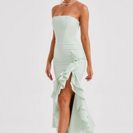 Rüschen Hochgeschlitztes Kleid