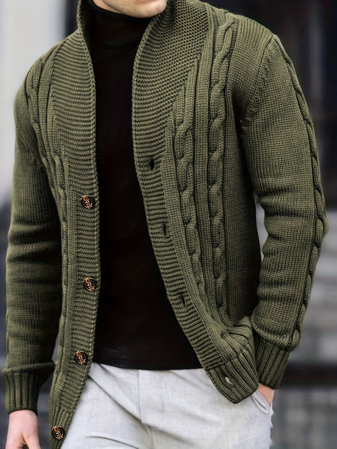 WW | Zopfstrickjacke mit Knöpfen