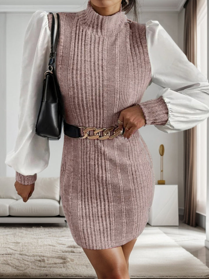 W&W Mode | Stilvolle Herbst Gerippte Pullover Kleid Für Frauen