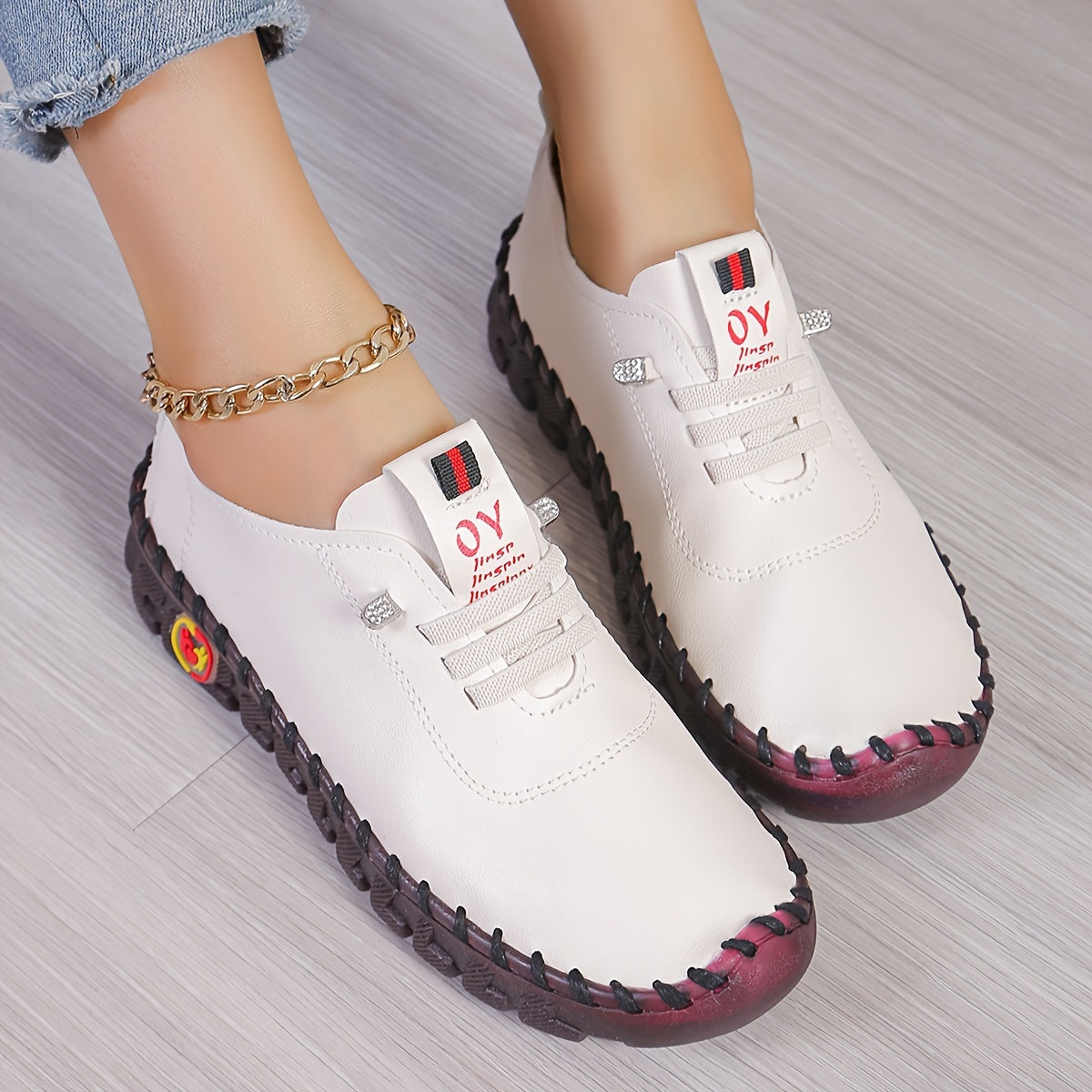 WW | Bequeme Lederschuhe Mit Runder Spitze