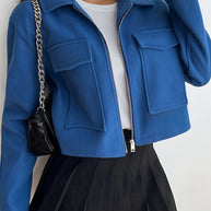 WW | Farbe Vorgezogene Reißverschluss Ärmeljacke