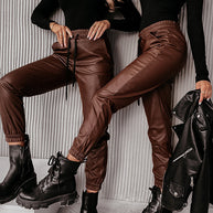 WW | Drasilla Faux Leder Elastischer Bund Taschen Jogger
