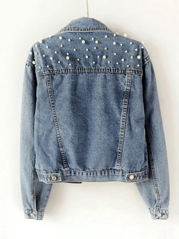 WW | Casual Jeansjacke mit Perlen für Damen