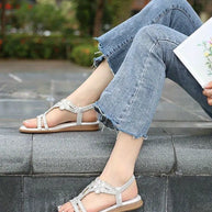 WW Flache Sandalen - Schick - Elastischer Knöchelriemen