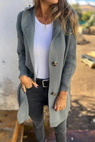 WW | Lässiger Herbst Strickcardigan mit Kapuze für Frauen