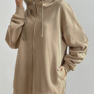 WW | Comfort - Extrem bequemer langer Zip-Up-Plüsch-Hoodie mit Kapuze für Damen