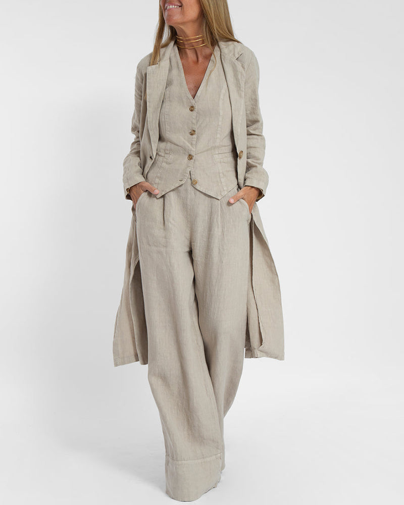 WW | Damen Elegantes 2-teiliges Leinenset