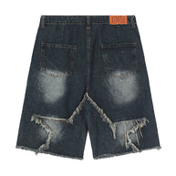 WW | Baggy Sternmuster Patchwork Jeansshorts