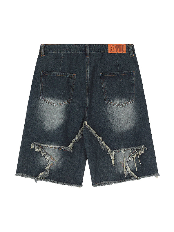 WW | Baggy Sternmuster Patchwork Jeansshorts