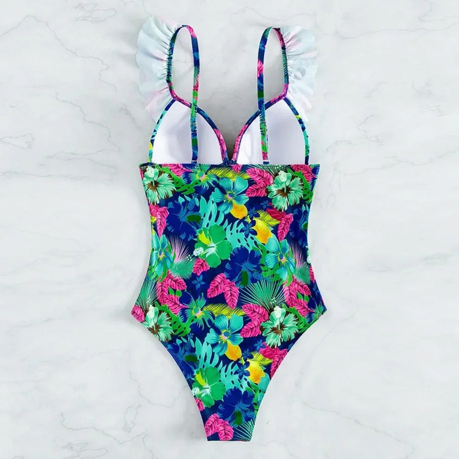 WW – Badeanzug mit Rüschen und Blumen