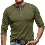 WW | Langarm Henley Hemd im Vintage Stil für Herren