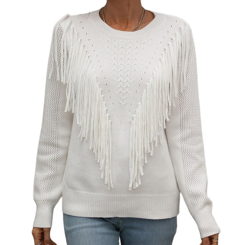 WW Sweater | Trendiger sommerpullover damen mit einzigartigem Quastendesign