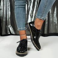 WW | Lackschuhe Im Oxford Stil Mit Klobiger Sohle Für Damen