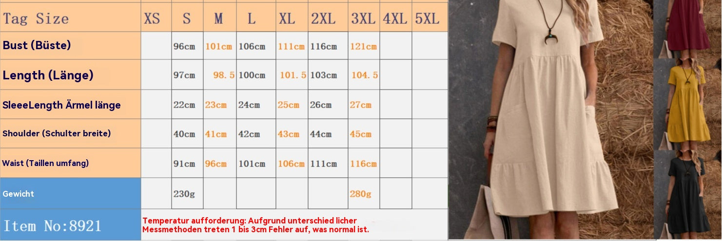 W&W | Lose Tasche einfarbig Rundhalsausschnitt Kleid