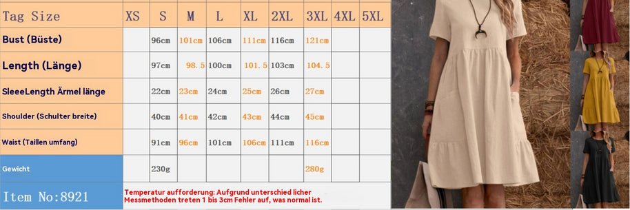 W&W | Lose Tasche einfarbig Rundhalsausschnitt Kleid