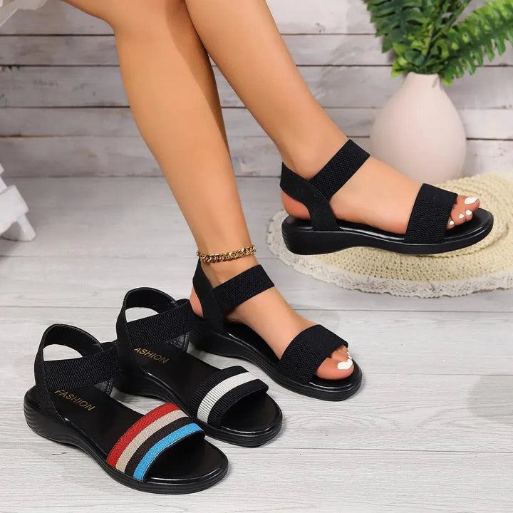 W&W Mode | Sommer Leinsandalen mit elastischem Riemen