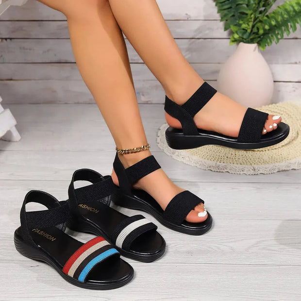 WW | Sommer Leinsandalen mit elastischem Riemen