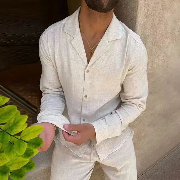 WW | Lässiger Herrenanzug Mit Langarmhemd Und Slim Fit Hose