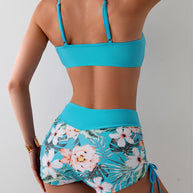 WW | 2 Teiliges Bikini Mit Grünem Blumenmuster Und Hoher Taille
