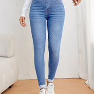 WW | Olivgrüne High Waist Slim Fit Jeans Mit Stretch Denim