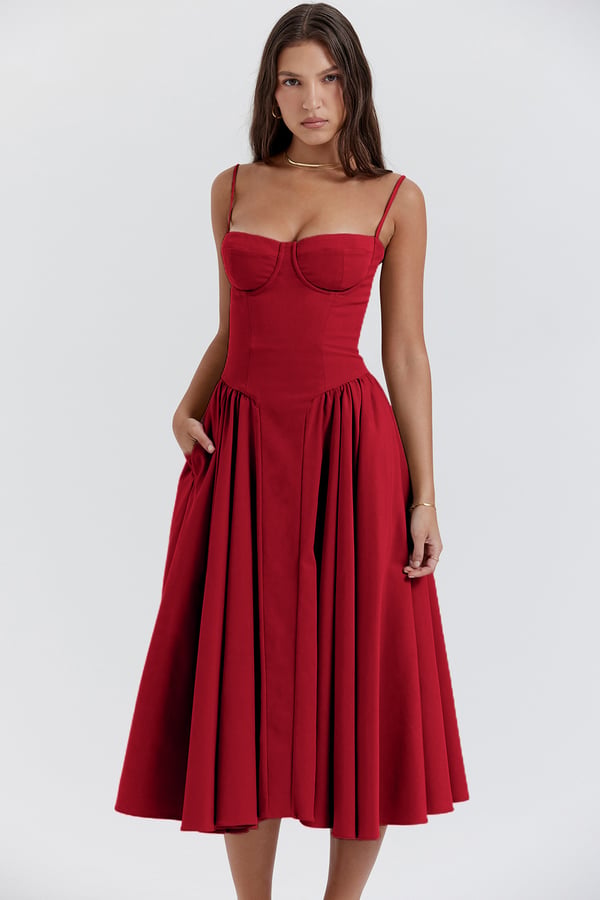 W&W Mode | Ärmelloses Midikleid Mit Korsett Passform