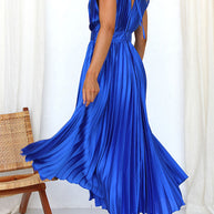 WW | Hallo Schöne Satin Plissee Midi Kleid