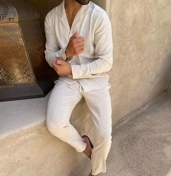 W&W Mode | Lässiger Herrenanzug Mit Langarmhemd Und Slim Fit Hose