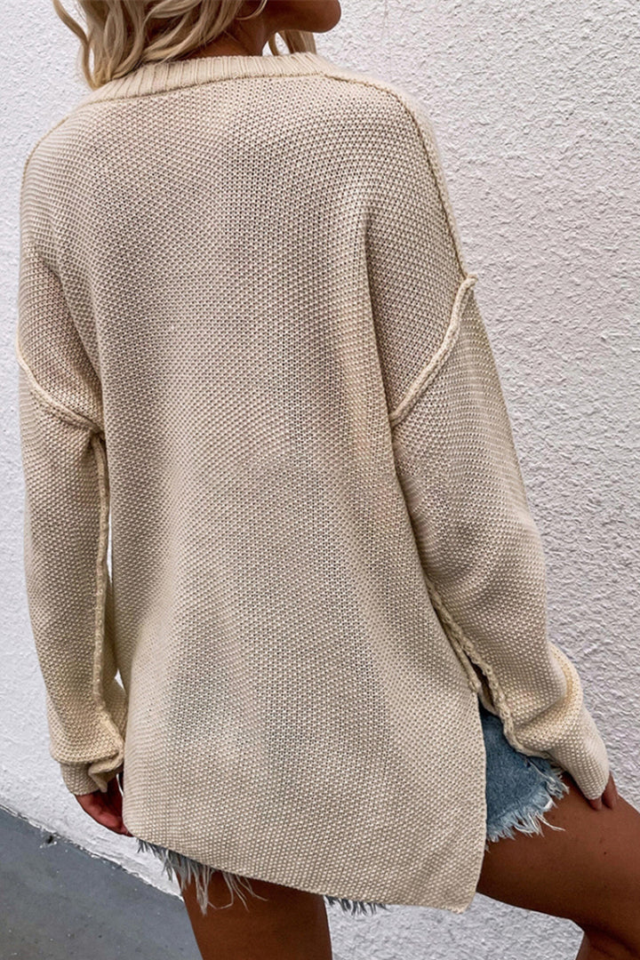 W&W Mode Solid Color Übergrößen V-Ausschnitt Pullover