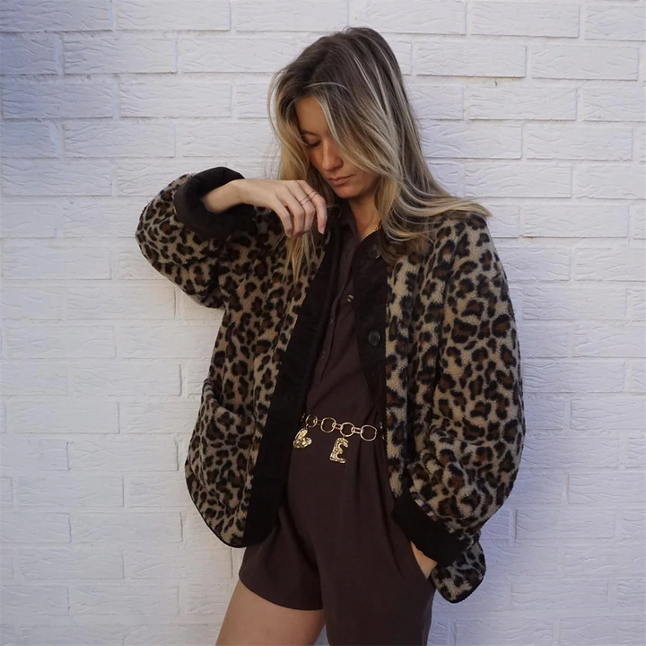 W&W Mode - Jacke mit O-Ausschnitt und Leopardenmuster